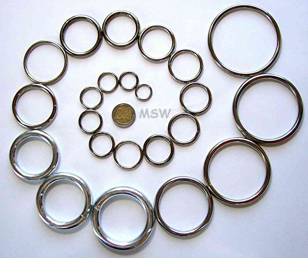 5 x D-Ring,Eisen vernickelt geschweißt 50x6,6 mm 