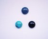 3 x runde Muggel für 10er Aufnietfassung,schwarz, blautürkis, türkis marmor